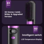 3-in-1 Hair Straightener Brush, Compact & Portable for Home and Travel, 4-Speed Fast Heating Styling Helper - Image 5