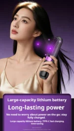 3-in-1 Hair Straightener Brush, Compact & Portable for Home and Travel, 4-Speed Fast Heating Styling Helper - Image 19