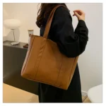 Simple Large Capacity Tote Bags for Women Retro Pu Leather Ladies Shoulder Bag Commuter Portable Girls Student Underarm Handbag - Image 23