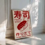 Japandi Sushi Poster, Japanese Wall Art, Kitchen Decor, Retro Wall Art, Asian Food Illustration, Trendy Kitchen Wall Art - Image 6