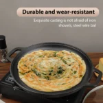 Cast Iron Frying Pan Non-stick pan Pizza Egg Pancake Pot Vegetable Steak Skillet Home Kitchen Flat Pan Omelette Outdoor Cookware - Image 2