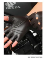 Men Half Finger Genuine Leather Gloves Sheepskin Leather Gloves Outdoor Cycling Driving Motorcycle Gloves Fingerless Gym Mittens - Image 14