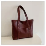 Simple Large Capacity Tote Bags for Women Retro Pu Leather Ladies Shoulder Bag Commuter Portable Girls Student Underarm Handbag - Image 32