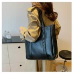 Simple Large Capacity Tote Bags for Women Retro Pu Leather Ladies Shoulder Bag Commuter Portable Girls Student Underarm Handbag - Image 20
