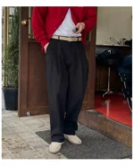 trousers for men with concealed buttons, loose straight trouser casual and versatile commuting suit trousers, trendy - Image 18
