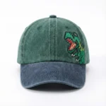 Children's Baseball Caps - Boys and Girls, Plaid Cotton Floppy Baseball Caps, Trendy Kids' Small Dinosaur Sun Protection Hats - Image 5