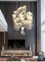 Led Modern Chandelier Living Room Decorative Lighting Duplex Rotary Staircase Chandelier Irregular Acrylic Restaurant Chandelier - Image 14