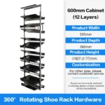 Rotating Shoe Rack New Stainless Steel Multi-Layer Built-In Ultra-Thin 90 Degree Side Mount Large Capacity For Home Organizer - Image 13