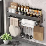Wall-Mounted Kitchen Spice Storage Rack Condiment Rack Multifunctional Household Utensil Rack Kitchen Hanging Organizers - Image 7