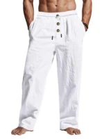 Men's Casual Trousers 2025 Spring/Summer New Man Large Size white Straight trousers Solid Beach black Fitness Pants S-XXXL - Image 4