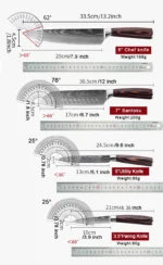 4 PCS Kitchen Knives Set Chef Knife Sets 4Cr13 Stainless Steel Damascus Pattern Pakkawood Handle Paring Utility Santoku knifes - Image 6