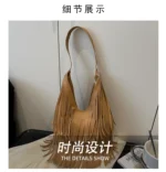 Large Capacity Casual Solid Retro Tassel Tote Bags Hot Sale Versatile Underarm Women's Bag Concise Advanced Sense Shoulder Bags - Image 16