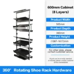 Rotating Shoe Rack New Stainless Steel Multi-Layer Built-In Ultra-Thin 90 Degree Side Mount Large Capacity For Home Organizer - Image 11
