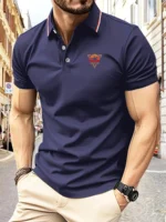 Polo Shirt Man RIDE ON! Graphic Print Summer Casual Breathable Striped Collar High Quality Men's Short Sleeve T-Shirt - Image 3
