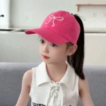 Kids Baseball Caps  Children Love Embroidery Breathable High Ponytail Baseball Caps Adjustable Summer UV Protection Snapback Hat - Image 2