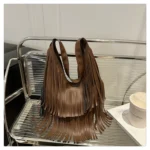Large Capacity Casual Solid Retro Tassel Tote Bags Hot Sale Versatile Underarm Women's Bag Concise Advanced Sense Shoulder Bags - Image 42