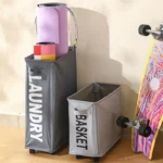 Laundry Basket With Wheels Large Capacity Yoga Mat Storage Basket Multifunctional Foldable Waterproof Dirty Clothes Storage Bag - Image 15