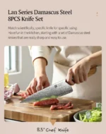 XINZUO 1-8pcs Kitchen Knife Set 73 Layers Custom Damascus Steel 15°±1 Per Side Steel Blade with Olive Wood Handle - Image 28