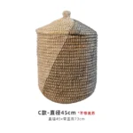 Woven Household Laundry Basket, Handcrafted Lidded Storage Bin, Toy Organizer, Home Storage Basket - Image 7