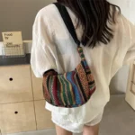 Crossbody Bags Tribal Style Shoulder Bag, Foldable Crossbody Striped Pattern, Flag Theme Hand Washable Edge Painted Lining - Image 18