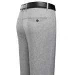 Daily Versatile Male Formal Trousers Stable Waist Breathable Linen Textured Fabric Office Wedding Multi Scene Long Pants - Image 24