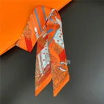 Fashion Women Hair Scarf 2024 New Brand Design Luxury Silk Scarf Fashion Print Headband Skinny Bag Scarves Neckerchief - Image 57