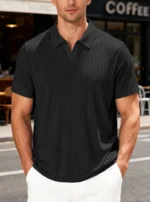 Men's Trendy Polo Shirt Summer Solid Color Short Sleeve Casual Fashion T-shirt  Style Versatile Knit Top - Image 4