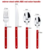New Design Dinnerware 4 In 1 Set Stainless Steel 18/8(304) ABS Handle With Rivets Top Mirror Polishing Cutlery Sets For Kitchen - Image 40