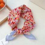 55cm Flower Floral Print Square Scarf Neckerchief Fashion Scarves Kerchief Bandanas Headscarf Hair Ribbon Accessories for Women - Image 12