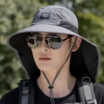 Caps Summer Wide Brim Neck Protection Unisex Bucket Hats Outdoor Visor Quick-drying Panama Sunscreen Tied Fishing Hiking Hat - Image 2