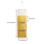 1PC Three Pockets Hanging Wall Storage Bag Household Bedroom Living Room Kitchen Cotton Linen Storage Bag - Image 6