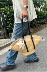 Straw Woven Handbags For Women Handmade Travel Seaside Beach Bag Summer New Handle Bucket Bag Shopping Tote Bag Basket Bolsa - Image 3