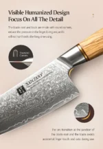 XINZUO 1-8pcs Kitchen Knife Set 73 Layers Custom Damascus Steel 15°±1 Per Side Steel Blade with Olive Wood Handle - Image 33