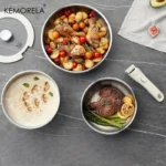 4PCS Stainless Steel Cookware Set Detachable Handle Pots and Pans Space Saving Induction Induction Cooker and Oven Kitchen Set - Image 2