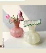 Glass Vase Pumpkin Shape Wave Retro European Hand-made Floral Arrangement Accessories Terrarium Flower Vases - Image 10