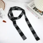 2024 Women Harajuku Cotton Scarves Y2k Black Grey Stripe Long Scarves 180cm Thin Long Decorative Neckerchief Fashion Streetwear - Image 7
