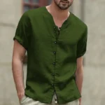 Summer Men's Short-sleeved Shirts Fashion New Casual Cotton Linen Shirt Breathable Stang Collar Button-up Tops T-shirts for Men - Image 17