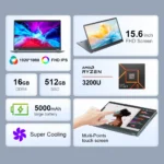 Ninkear YBOOK15 2 in 1 Laptop AMD Ryzen™ 3 3200U 15.6' 360° Flip FHD IPS Touchscreen 16G+512GB SSD  Backlit Keyboard Windows 11 - Image 2