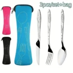 Portable Dinnerware Set - Ultra-Portable, Vibrant Printed, Stainless Steel Cutlery Set with Knifes, Fork, Spoon Carrying Bag - Image 13