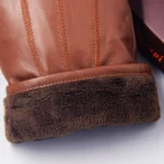 100% Genuine Leather Gloves for Men Winter Sheepskin Plus Fleece Real Leather Gloves Brown Man Outdoor Cycling Windproof Gloves - Image 13