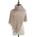 New Autumn Winter Warm Luxury Houndstooth Scarves Women Thermal Shawls Tassel Scarves Warm Knitted Scarves For Women - Image 7