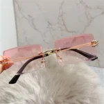 Retro Eyewear UV400 Rectangle Sunglasses Sunglasses for Women Vintage Sunglasses Frameless Sunglasses - Image 5
