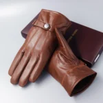 100% Genuine Leather Gloves for Men Winter Sheepskin Plus Fleece Real Leather Gloves Brown Man Outdoor Cycling Windproof Gloves - Image 11