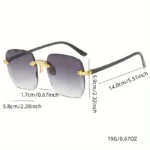 3PCS Square Rimless Sunglasses Women Luxury Brand Designer Summer Red Glasses Fashion Sun glasses For Men UV400 Shades Oculos - Image 4