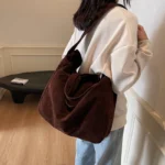 Women's Tote Bags 2025 New Fashion Suede Vintage Large Shoulder Crossbody Bag for Woman Korean Female Student Bookbag Handbags - Image 8