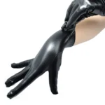 Ladies' Black Leather Gloves Sexy Photo Leather Gloves Ladies' Autumn and Winter Warm Driving Gloves - Image 4