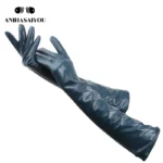Multiple Colors 50cm Long Leather Gloves, Sheepskin Women's Leather Gloves, Warm Women's Winter Gloves, Simple Women's Gloves-22