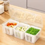 1 Set of Food Storage Containers Square Transparent Compartments for Refrigerators, Salad, Fruit, Vegetable And Condiment Boxes - Image 2