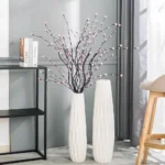White Tall Floor Vase, 24" Ceramic Large Vase, Decorative Flower Vases