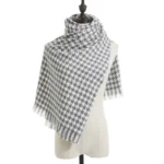 New Autumn Winter Warm Luxury Houndstooth Scarves Women Thermal Shawls Tassel Scarves Warm Knitted Scarves For Women - Image 9